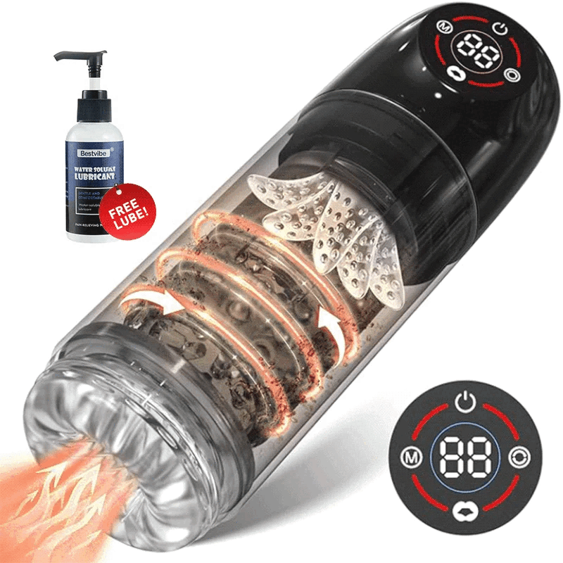 【Free Lube!】Romanlust Seductive Succubus 7 Rotating 7 Sucking Lcd Display Pumps & Enlargers Automatic Male Masturbator