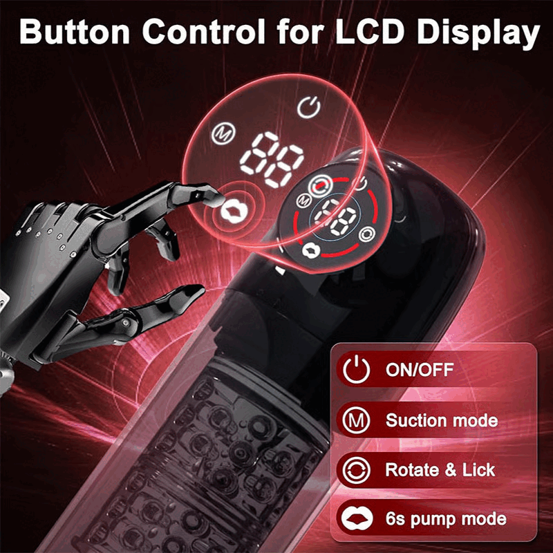 【Free Lube!】Romanlust Seductive Succubus 7 Rotating 7 Sucking Lcd Display Pumps & Enlargers Automatic Male Masturbator