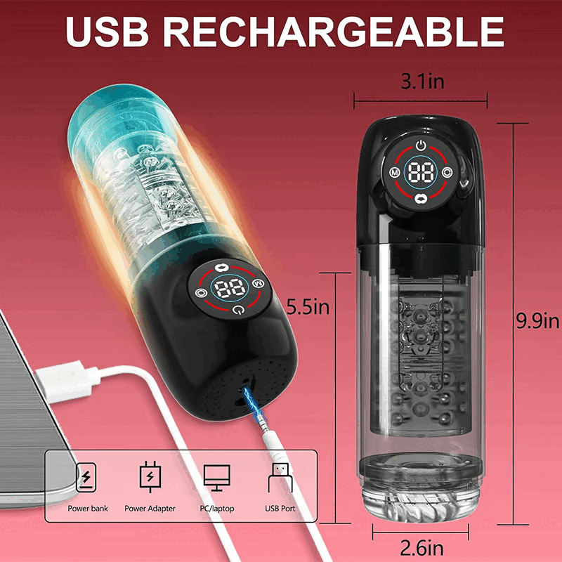 【Free Lube!】Romanlust Seductive Succubus 7 Rotating 7 Sucking Lcd Display Pumps & Enlargers Automatic Male Masturbator