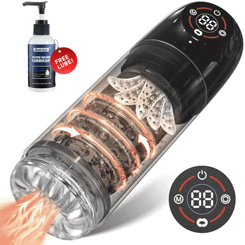 【Free Lube!】Romanlust Seductive Succubus 7 Rotating 7 Sucking Lcd Display Pumps & Enlargers Automatic Male Masturbator